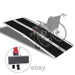 8FT Non-Skid Wheelchair Ramp Foldable Mobility Scooter Aluminum Ramp for Steps