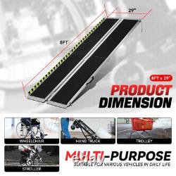 8Ft Aluminum Folding Wheelchair Scooter Mobility Ramp Portable Non-Slip 800 LBS