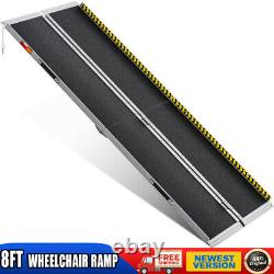 8ft Aluminum Multi-Folding Wheelchair Scooter Mobility Ramp Portable Non-Slip