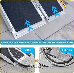 8ft Aluminum Multi-Folding Wheelchair Scooter Mobility Ramp Portable Non-Slip