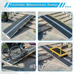 8ft Aluminum Multi-Folding Wheelchair Scooter Mobility Ramp Portable Non-Slip