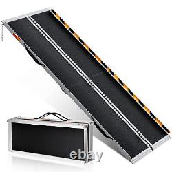 8ft Aluminum Multi-Folding Wheelchair Scooter Mobility Ramp Portable Non-Slip