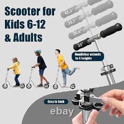 Adjustable Height Folding Scooter for Kids 6-12 & Adults All-Terrain Ride