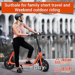 Adults Electric Scooter 450W Foldable Scooter withSeat & Carry Basket Commuter