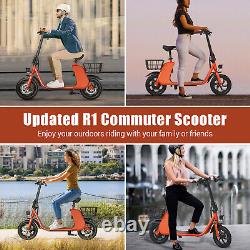 Adults Electric Scooter Foldable E Scooter with Seat 450W Commuter E-Scooter Red