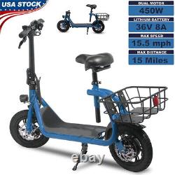 Adults Sports Electric Scooter withSeat Folding 450W Electric Moped for Commuter