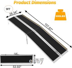 Aluminum Multi-Folding Wheelchair Scooter Mobility Ramp Portable Non-Slip 600 Lb