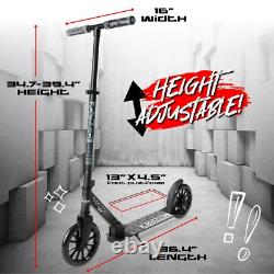 BLACK Commuter Kick Scooter Folding Height Adjustable for Teens & Adults GIFT