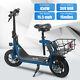 Blue Sports E Scooter Withseat Foldable Electric Moped Bike Adult Commute New Usa