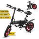 Black Folding Electric Scooter 14 Portable City Commuter Bikes With Pedal Assist