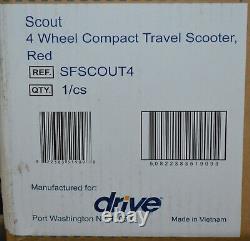 Drive Medical Scout Compact Travel Power Scooter, 4 Wheel, Red SFSCOUT4