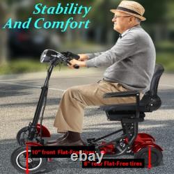 Foldable 4 Wheel Mobility Scooter Folding Drive Device for Seniors Adults 500W