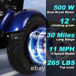 Foldable 4 Wheel Mobility Scooter Folding Drive Device for Seniors Adults 500W