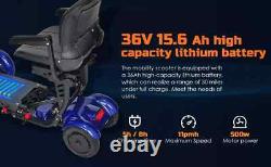 Foldable 4 Wheel Mobility Scooter Folding Drive Device for Seniors Adults 500W