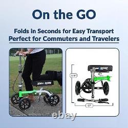 GO Compact Knee Scooter Ideal for Indoor & Outdoor Use, Light Green & White