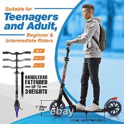 Kick Scooter Adult Teenagers Kids- 2 Wheel Kids Scooter with Adjustable T-Bar Ha