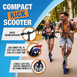 Kick Scooter Adult Teenagers Kids- 2 Wheel Kids Scooter with Adjustable T-Bar Ha