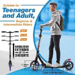 Kick Scooter Alloy 8 Inch Wheels Adjustable T-Bar Foldable Portable Kids Teens
