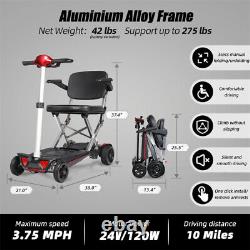 Lightweight Travel Mobility Scooter Foldable 4 Wheels 9.32miles 275 lb Capatity