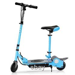 Maxtra Blue Folding Electric Scooter Kids Portable Commuter WithRemoveable Seat US