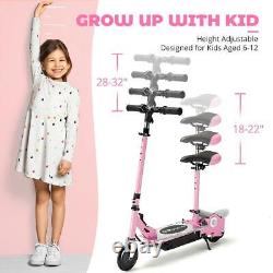 Maxtra Kids Folding Electric Scooter Teen Portable Removeable Seat Commuter Pink