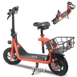 Off-Road Electric Scooter Adult with Seat Folding Dual 450W Ebike Waterproof Red