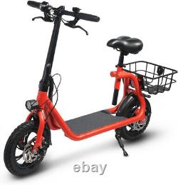 Off-Road Electric Scooter Adult with Seat Folding Dual 450W Ebike Waterproof Red