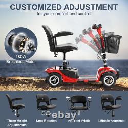 Portable 4-Wheel Mobility Scooter 13 Mile Range 330LBS &Anti-Rollover Tilt Wheel