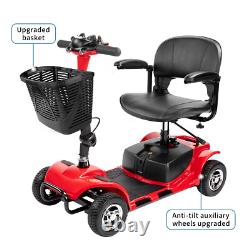 Portable 4-Wheel Mobility Scooter 13 Mile Range 330LBS &Anti-Rollover Tilt Wheel