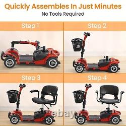 Portable 4-Wheel Mobility Scooter 13 Mile Range 330LBS &Anti-Rollover Tilt Wheel