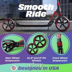 Portable Adjustable Height Scooter with Large 9-Inch Wheels Perfect Gift Idea