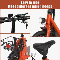 Red Folding Electric Bike Adult Scooter with Seat Electric Moped Commuter 450W 36V