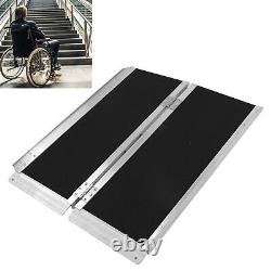 SilverAluminum Multi-Folding Wheelchair Scooter Mobility Ramp Portable 595.2lb