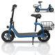 Sports Electric Scooter With Seat Folding Ebike Bicycle Blue For Adult Commuter