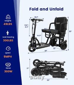 Three-Wheel Folding Mobility Scooter for Adult, 8AH Battery, 300W Range 15 Miles