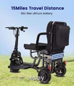 Three-Wheel Folding Mobility Scooter for Adult, 8AH Battery, 300W Range 15 Miles