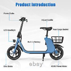 Updated 450W Foldable Electric Scooters Bike Adult Moped Commuter E-bike Biycle