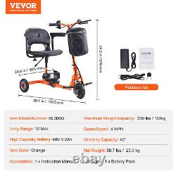 VEVOR Portable 3 Wheel Mobility Scooters for Seniors 12 Mile Range Max 330LBS