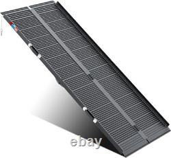 Wheelchair Ramp 7 Foot Aluminum Folding Mobility Scooter Portable Non-Slip