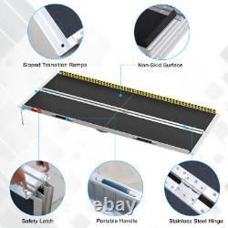 Wheelchair Ramp 7 Foot Aluminum Folding Mobility Scooter Portable Non-Slip
