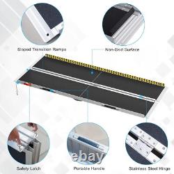 Wheelchair Ramp 7 Foot Aluminum Folding Mobility Scooter Portable Non-Slip