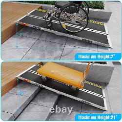 Wheelchair Ramp 7 Foot Aluminum Folding Mobility Scooter Portable Non-Slip