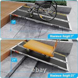 Wheelchair Ramp 7 Foot Aluminum Folding Mobility Scooter Portable Non-Slip