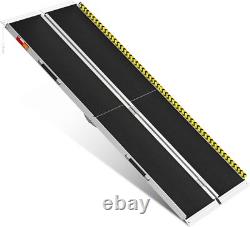 Wheelchair Ramp 7 Foot Aluminum Folding Mobility Scooter Portable Non-Slip