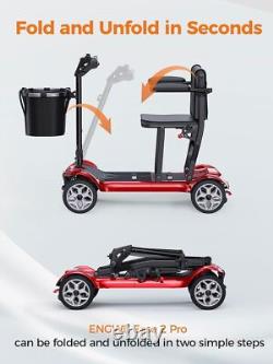Fauteuil roulant portable pliant à 4 roues Ease2 Pro pour adultes, scooter de mobilité de voyage