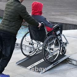 Ramp pliable en aluminium pour fauteuil roulant, transportable, charge maximale de 600 livres.
