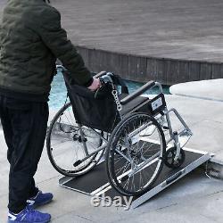 Ramp pliable en aluminium pour fauteuil roulant, transportable, charge maximale de 600 livres.