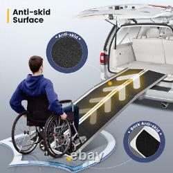 Rampe d'accès pliante en aluminium de 10 pieds pour fauteuil roulant, scooter de mobilité portable, antidérapante, capacité de charge de 800 livres.