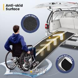 Rampe d'accès pliante en aluminium portable de 10FT pour fauteuil roulant avec sac, antidérapante, pour scooter de mobilité.