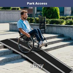Rampe d'accès pliante en aluminium portable de 10FT pour fauteuil roulant avec sac, antidérapante, pour scooter de mobilité.